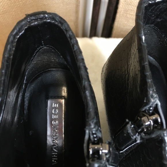 “BCBG-MAXAZRIA” WOMENS VADANS BLACK LEATHER SNAKE PRINT ZIPPER ANKLE BOOTS – 8 1 - Picture 9 of 12